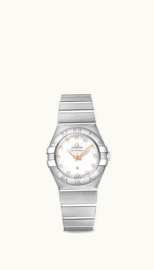 Omega Constellation Quartz 27 Brushed Stainless Steel / Silver Silk