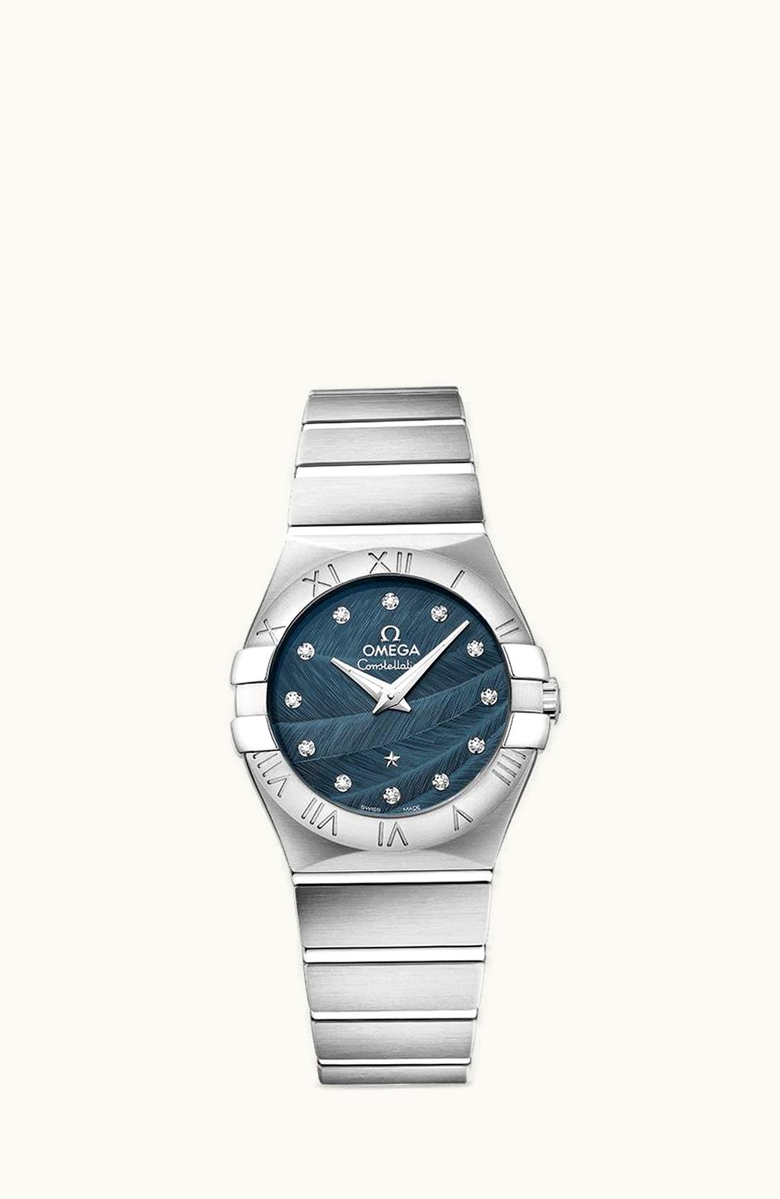 Omega Constellation Quartz 27 Brushed Stainless Steel / Blue Feather