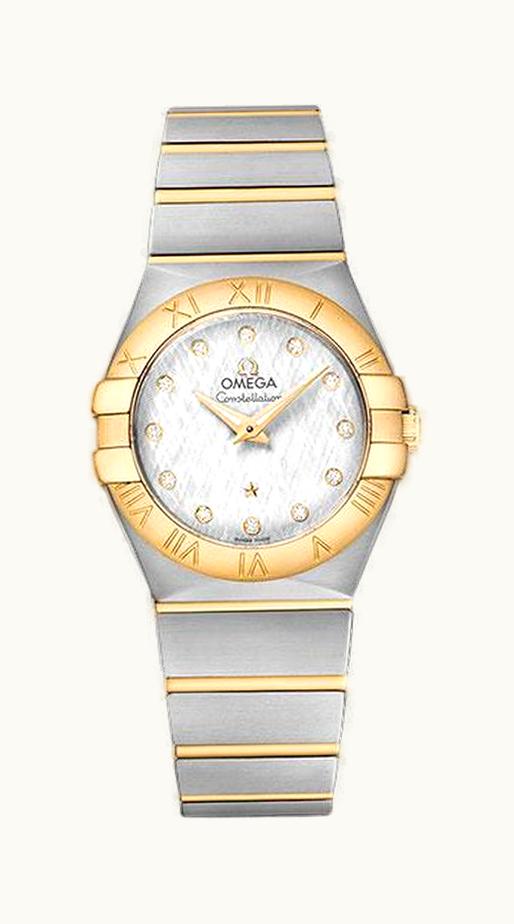 Omega Constellation Quartz 27 Brushed Stainless Steel / Yellow Gold / Silver Silk