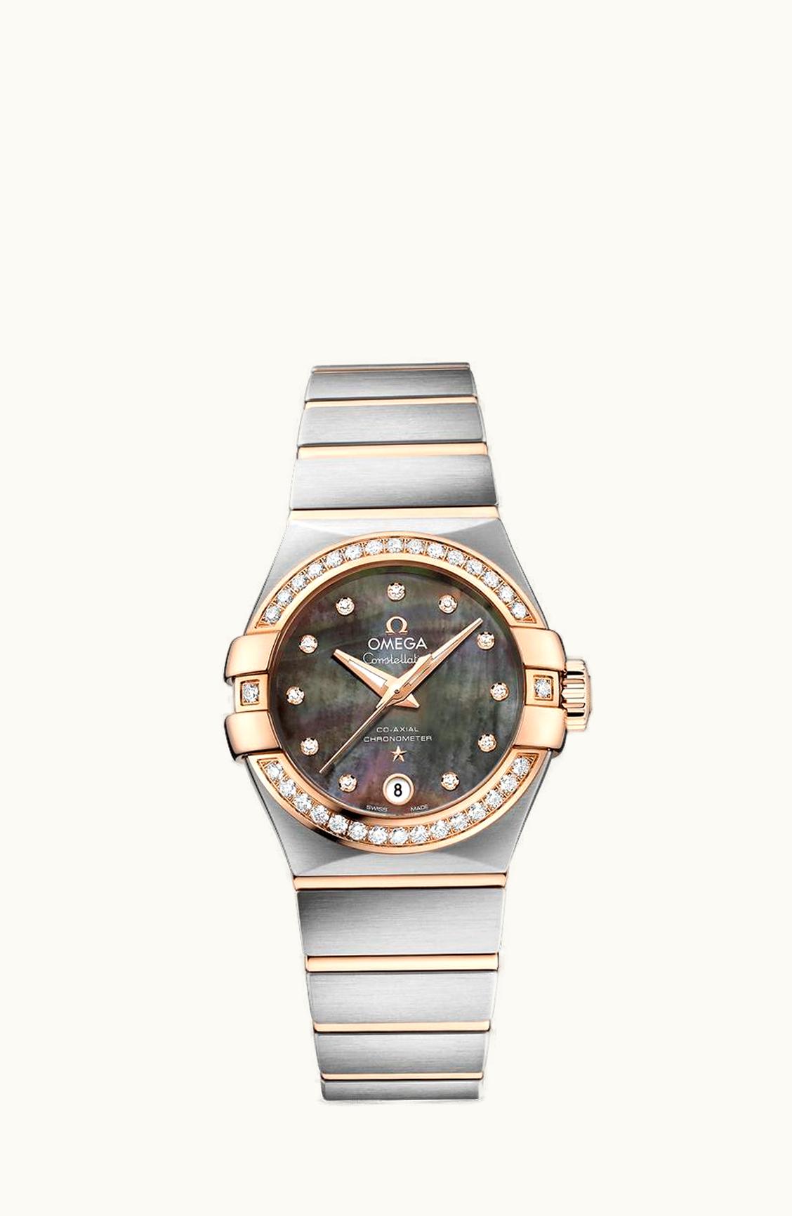 Omega Constellation Co-Axial 27 Brushed Stainless Steel / Red Gold / Diamond / Tahiti MOP