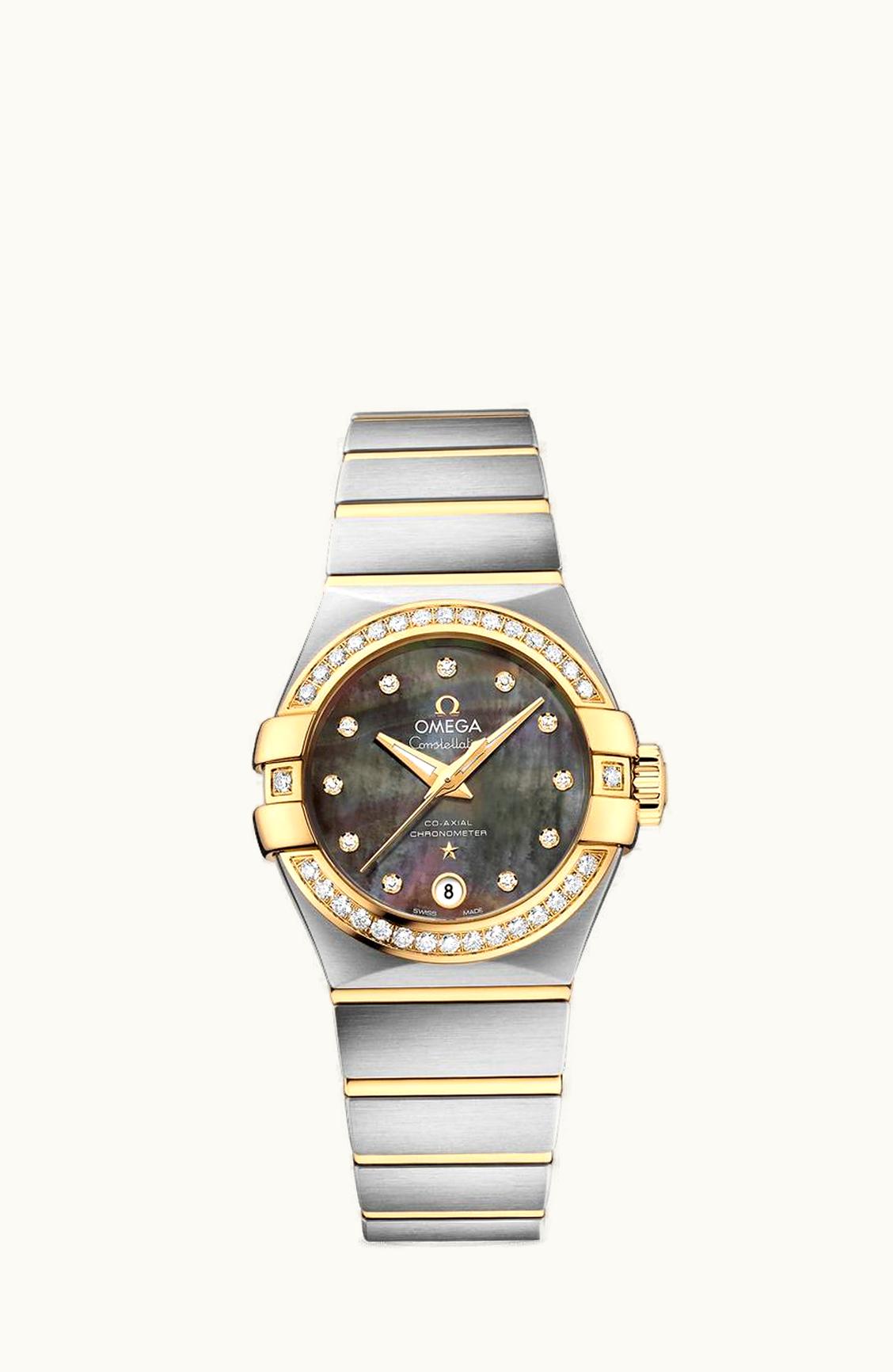 Omega Constellation Co-Axial 27 Brushed Stainless Steel / Yellow Gold / Diamond / Tahiti MOP