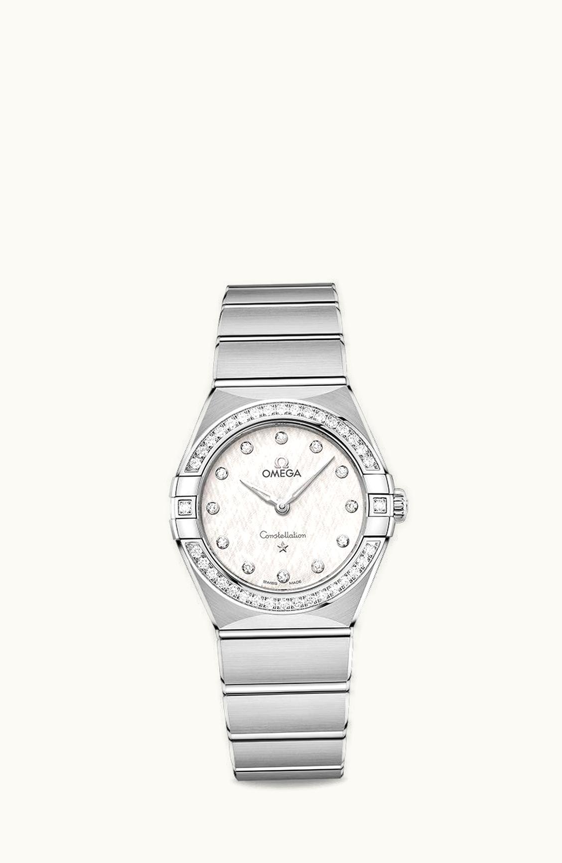 Omega Constellation Manhattan 28 Quartz Stainless Steel / Silver Silk-Diamond / Diamond