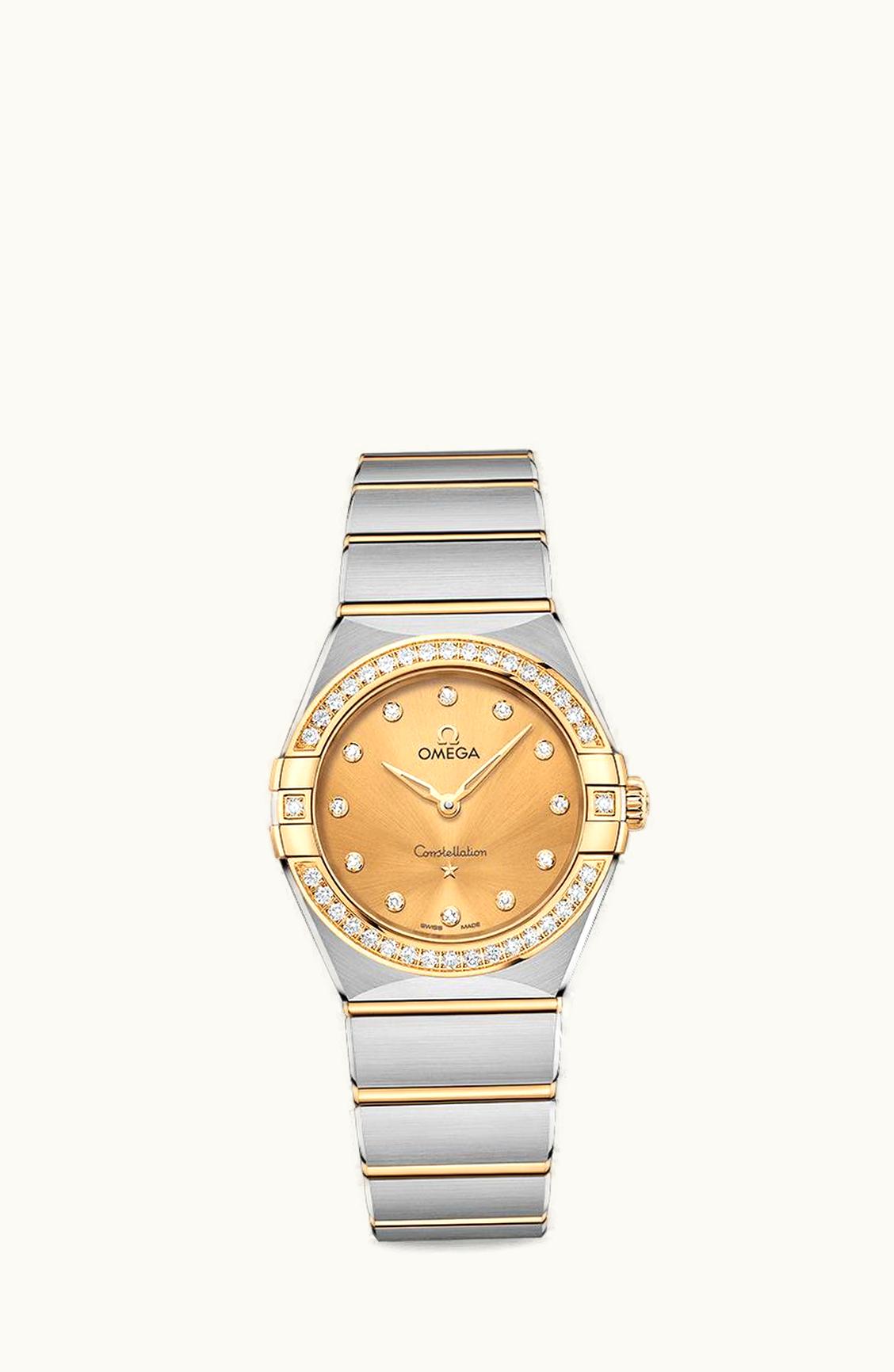 Omega Constellation Manhattan 28 Quartz Stainless Steel / Yellow Gold / Champagne-Diamond / Diamond