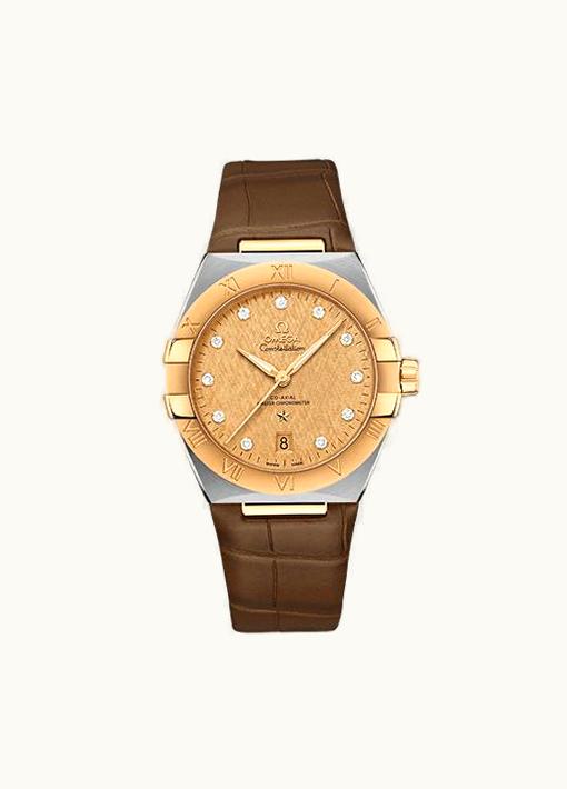 Omega Constellation Master Chronometer 39 Stainless Steel / Yellow Gold / Champagne-Diamond / Alligator