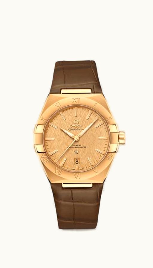 Omega Constellation Master Chronometer 39 Yellow Gold / Champagne / Alligator