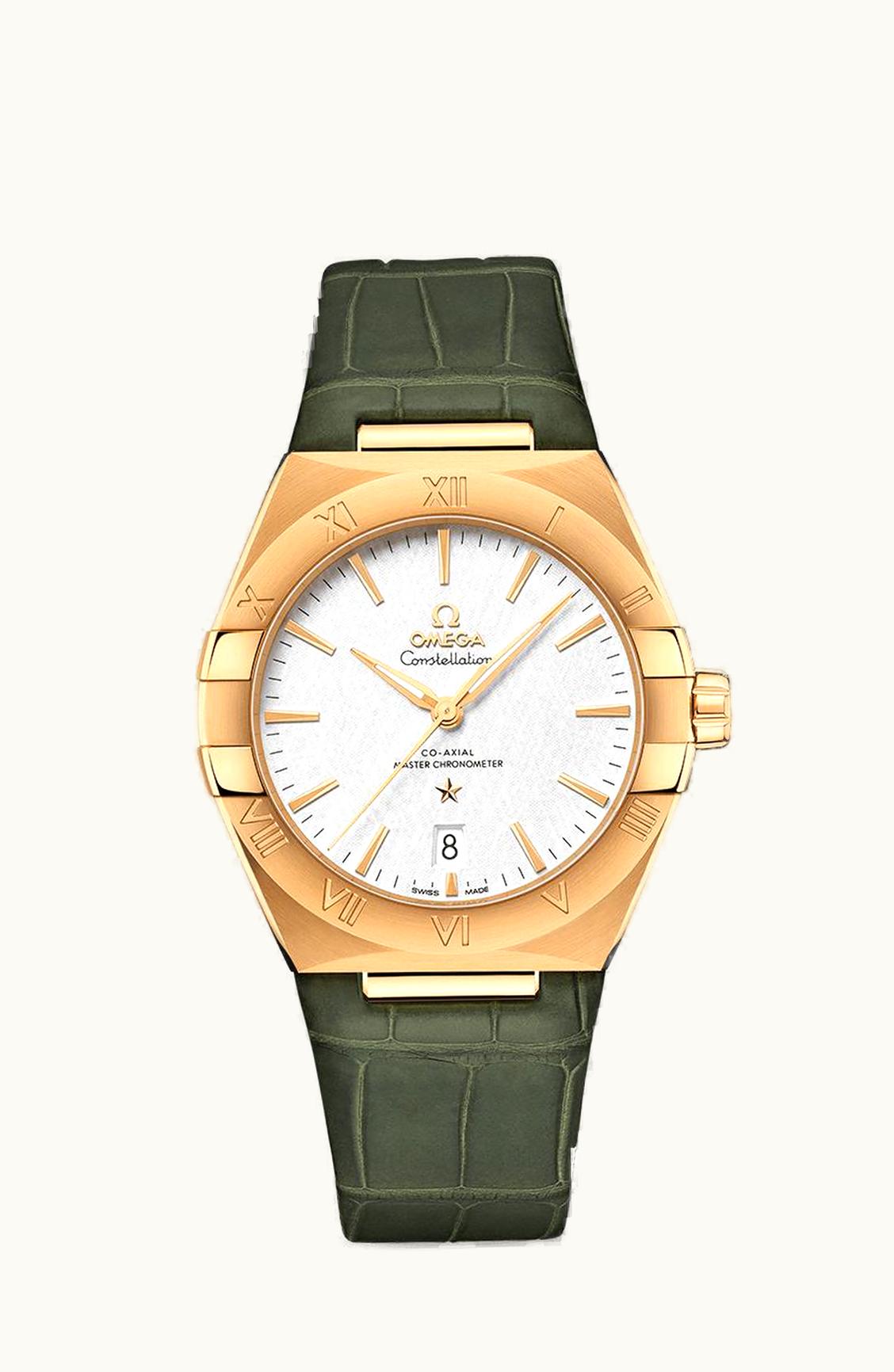 Omega Constellation Master Chronometer 39 Yellow Gold / Silver / Alligator