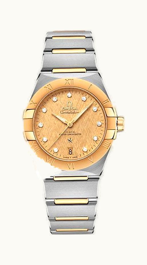Omega Constellation Master Chronometer 36 Stainless Steel / Yellow Gold / Champagne - Diamond / Bracelet