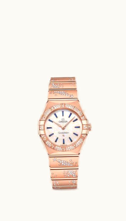 Omega Constellation Manhattan 28 Quartz Sedna Gold / MOP - Sapphire / Diamond