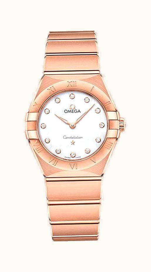 Omega Constellation Manhattan 28 Quartz Sedna Gold / MOP - Diamond / Diamond