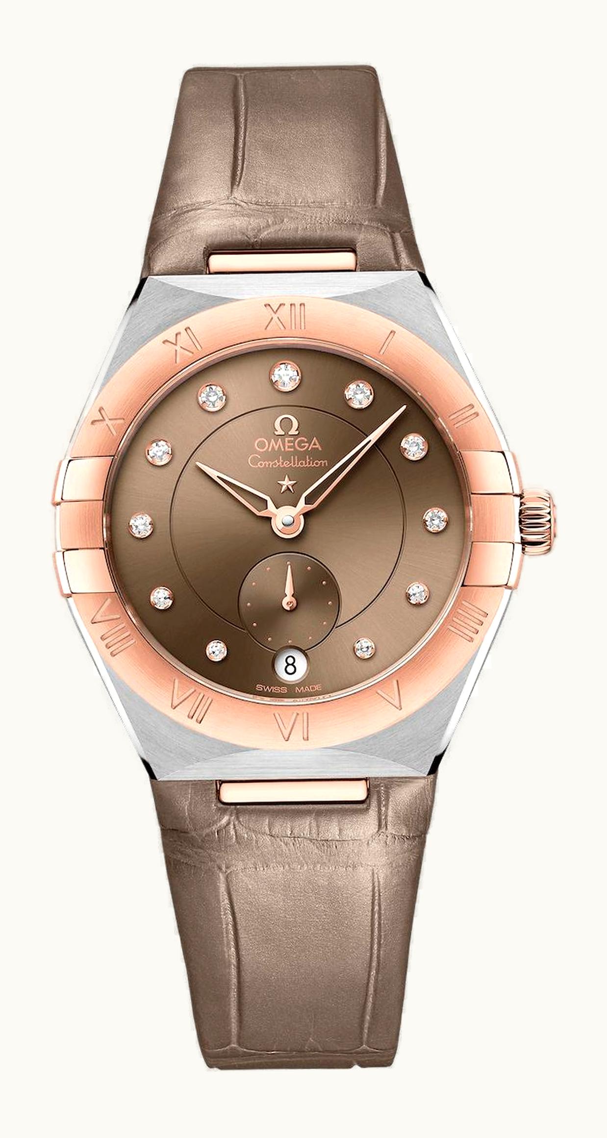 Omega Constellation Master Chronometer Small Seconds 34 Stainless Steel / Sedna Gold / Brown - Diamond