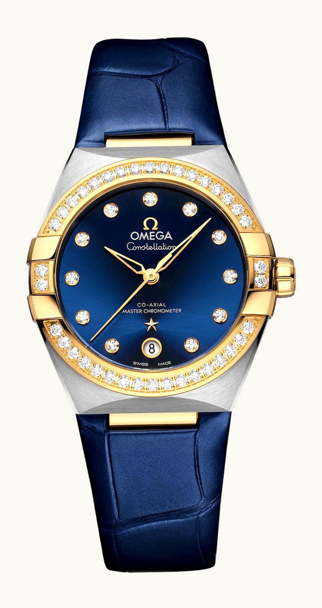 Omega Master Chronometer 36 Stainless Steel / Yellow Gold / Diamond / Blue / Strap