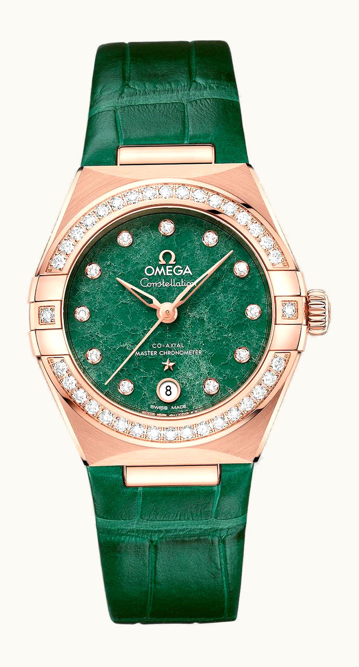 Omega Constellation Manhattan 29 Co-Axial Master Chronometer Sedna Gold / Diamond / Green Aventurine