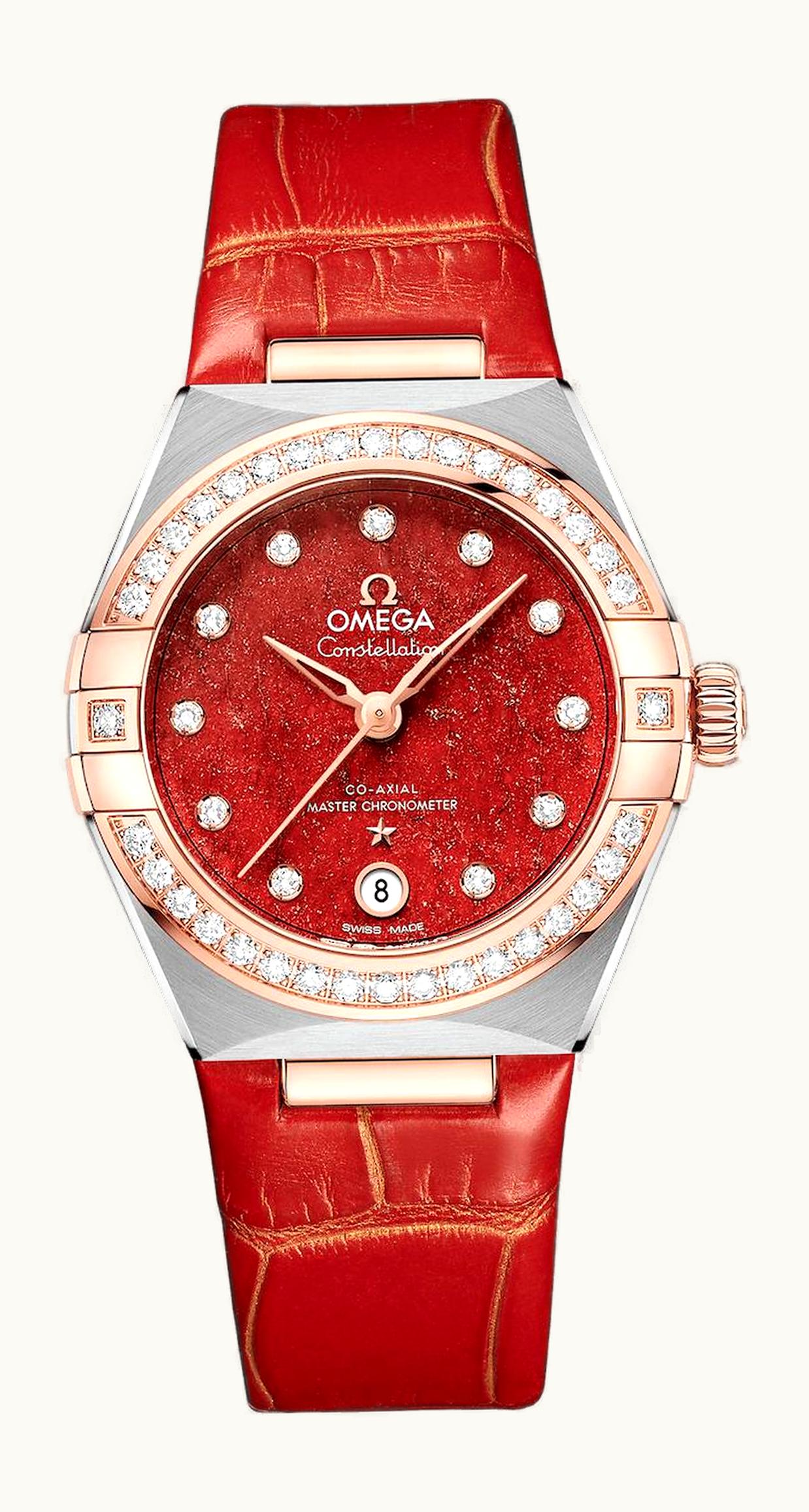 Omega Constellation Manhattan 29 Co-Axial Master Chronometer Stainless Steel / Sedna Gold / Diamond / Red Aventurine