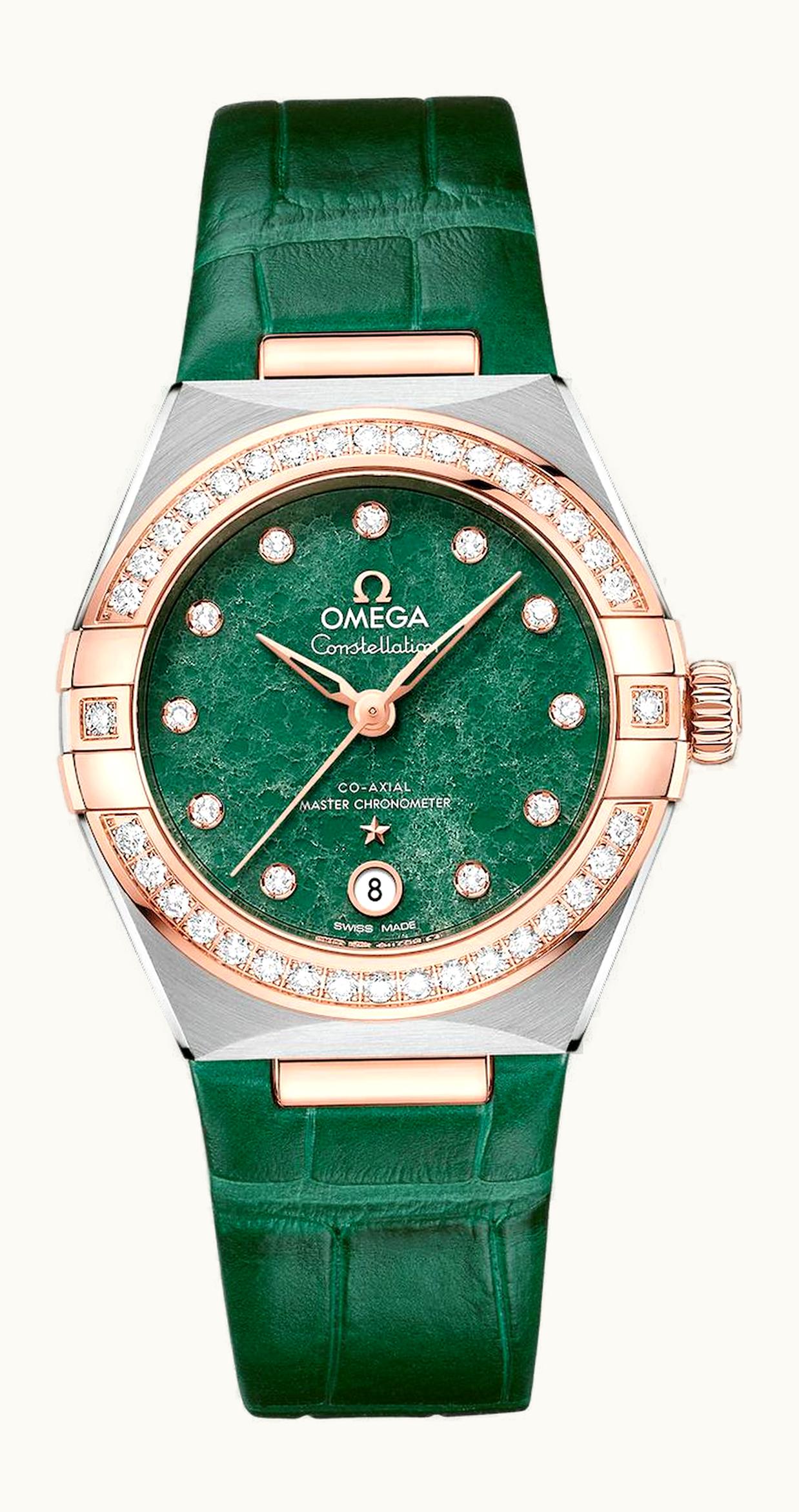Omega Constellation Manhattan 29 Co-Axial Master Chronometer Stainless Steel / Sedna Gold / Diamond / Green Aventurine