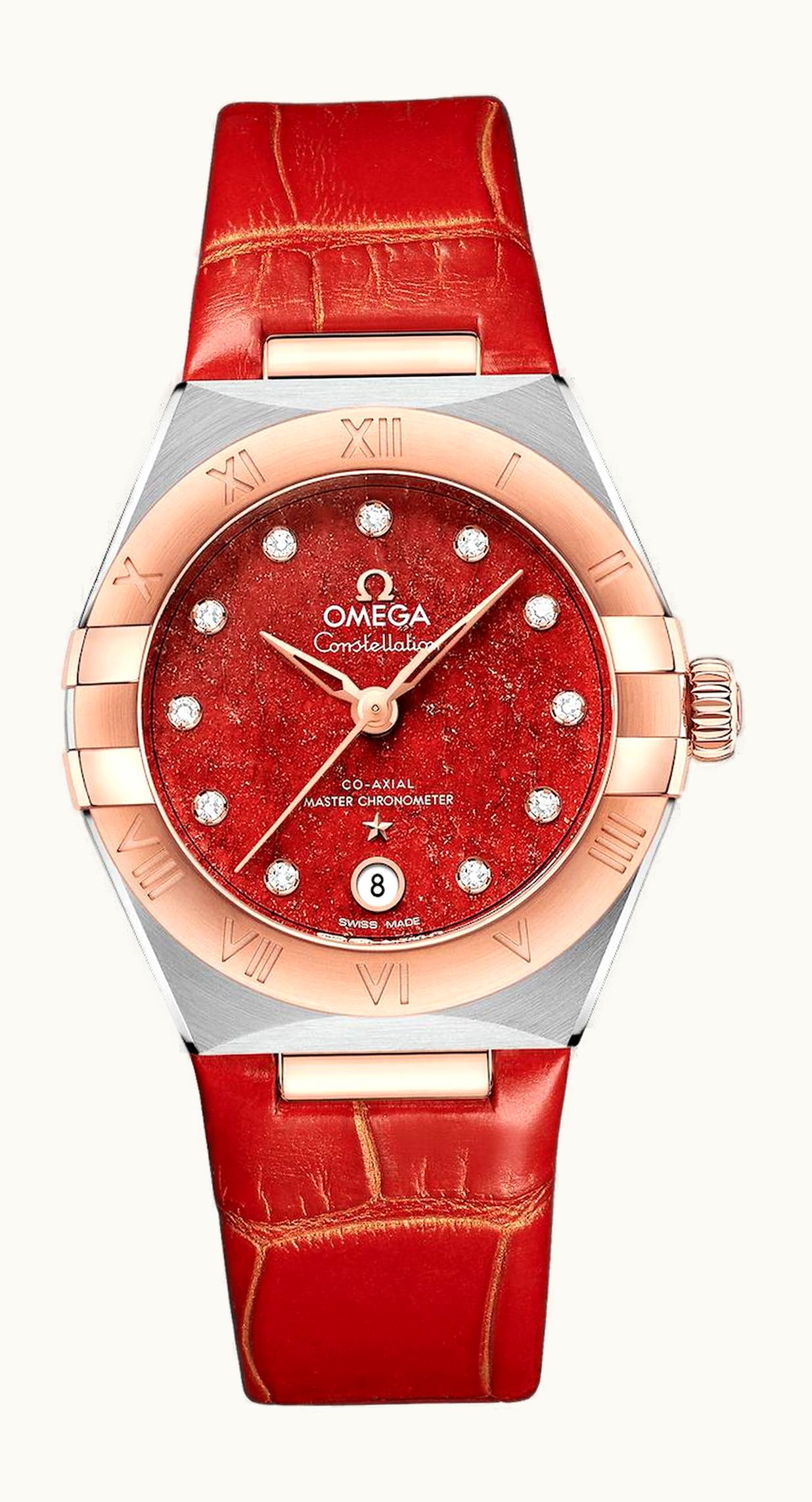 Omega Constellation Manhattan 29 Co-Axial Master Chronometer Stainless Steel / Sedna Gold / Red Aventurine