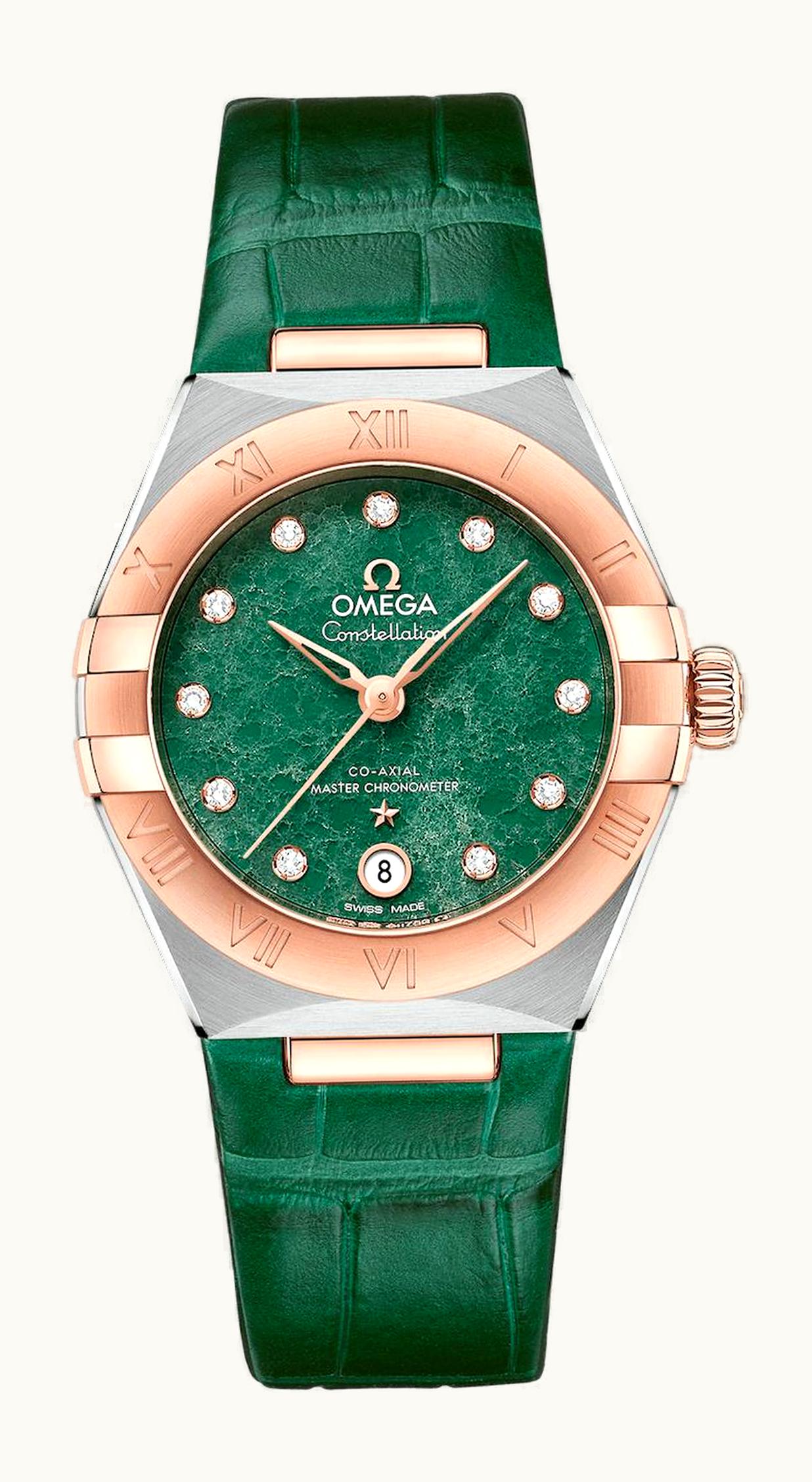 Omega Constellation Manhattan 29 Co-Axial Master Chronometer Stainless Steel / Sedna Gold / Green Aventurine
