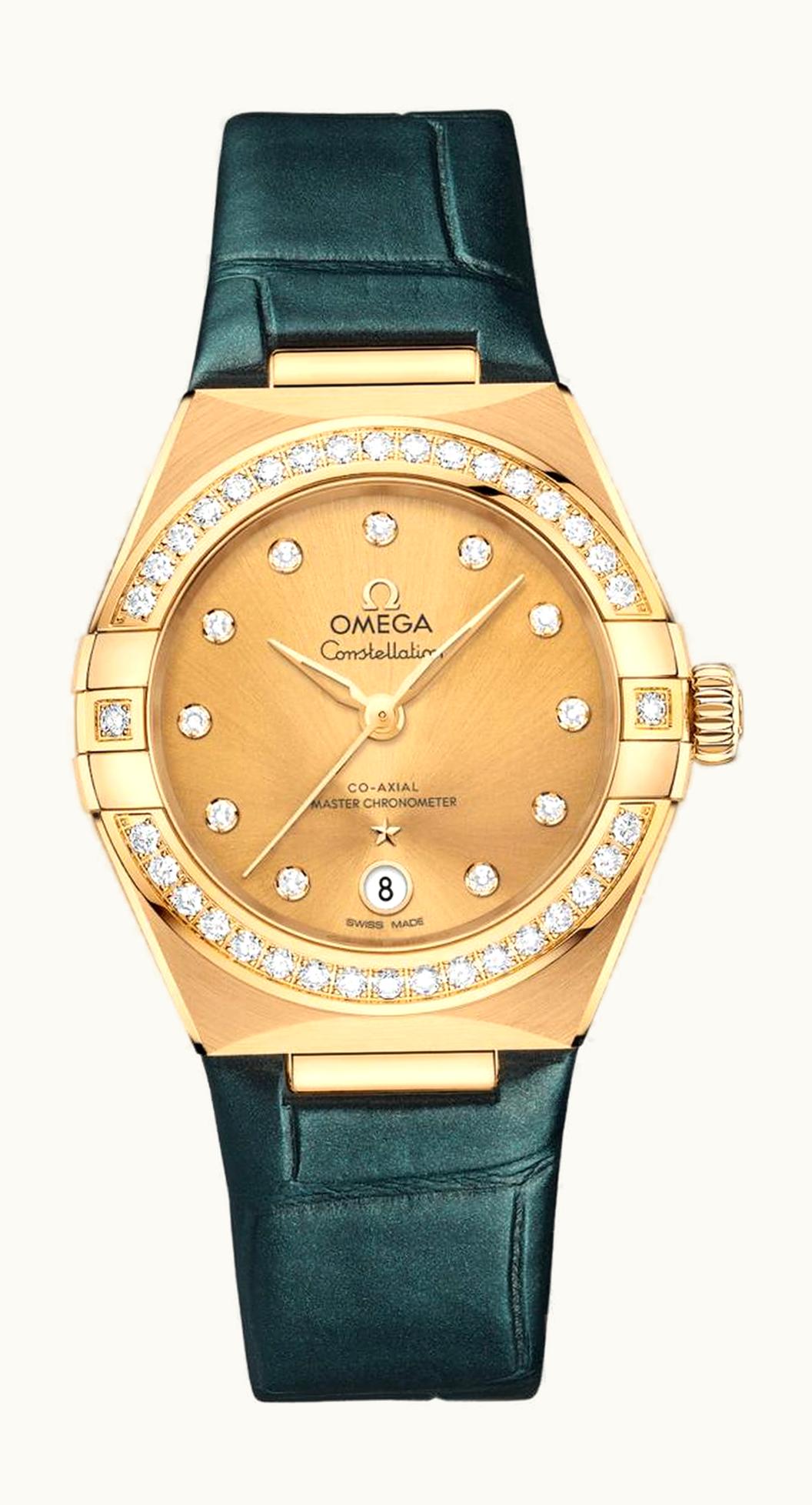 Omega Constellation Manhattan 29 Co-Axial Master Chronometer Yellow Gold - Diamond / Green Meteorite