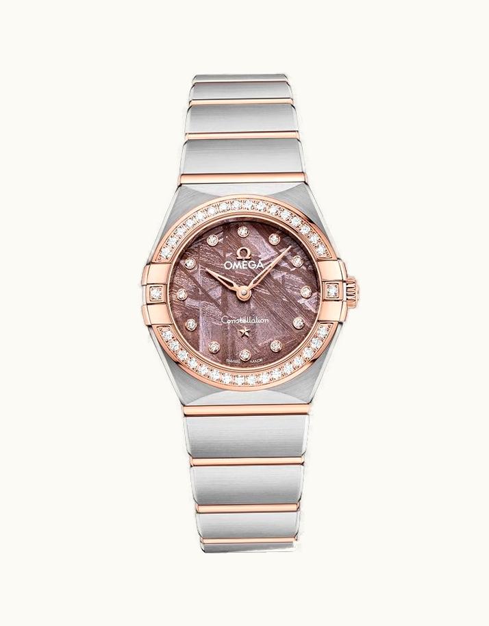 Omega Constellation Manhattan 25 Quartz Stainless Steel - Sedna Gold - Diamond / Lilac Meteorite