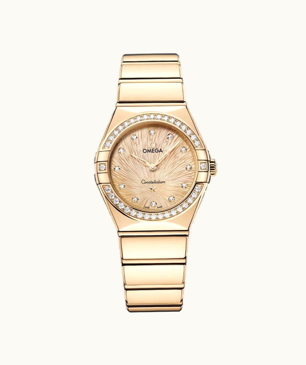 Omega Constellation Manhattan 28 Quartz Yellow Gold - Diamond / Moonshine Meteorite