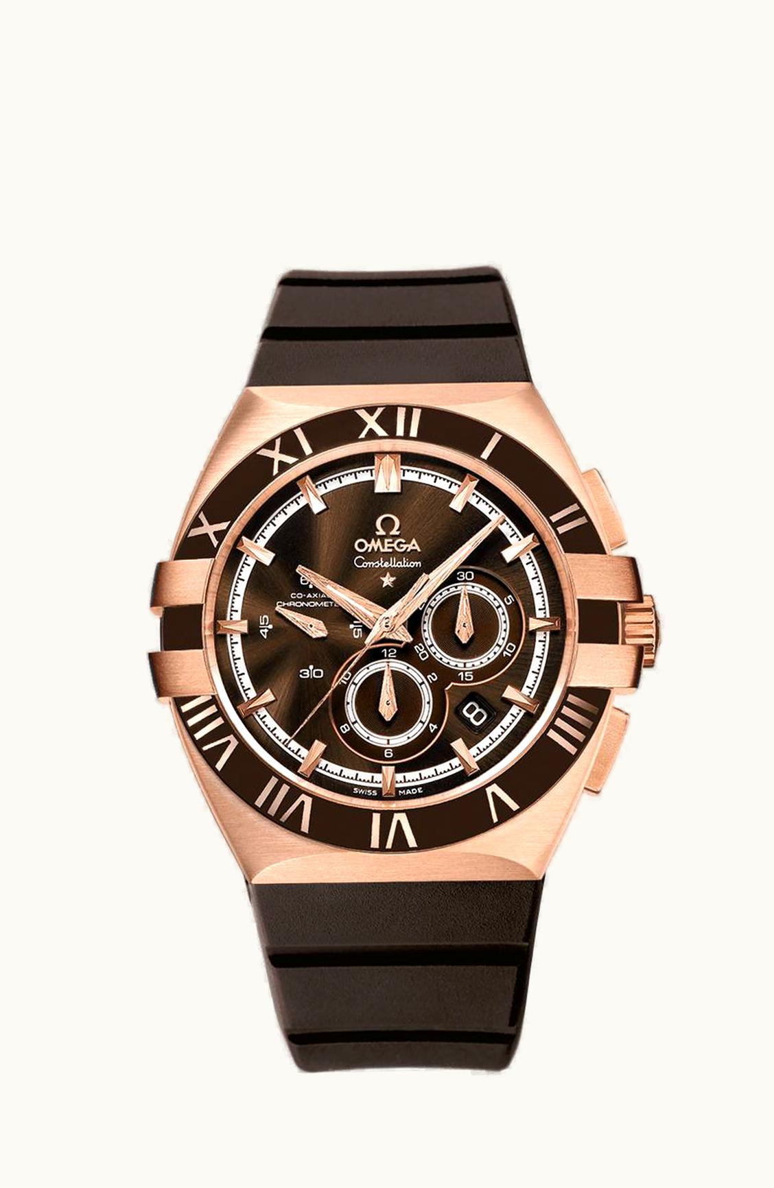 Omega Constellation Co-Axial 41 Chronograph Double Eagle Red Gold / Brown / Rubber