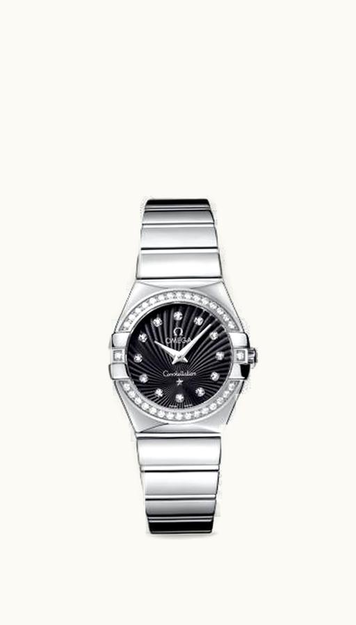 Omega Constellation Quartz 27 Polished Stainless Steel / Diamond / Black Supernova