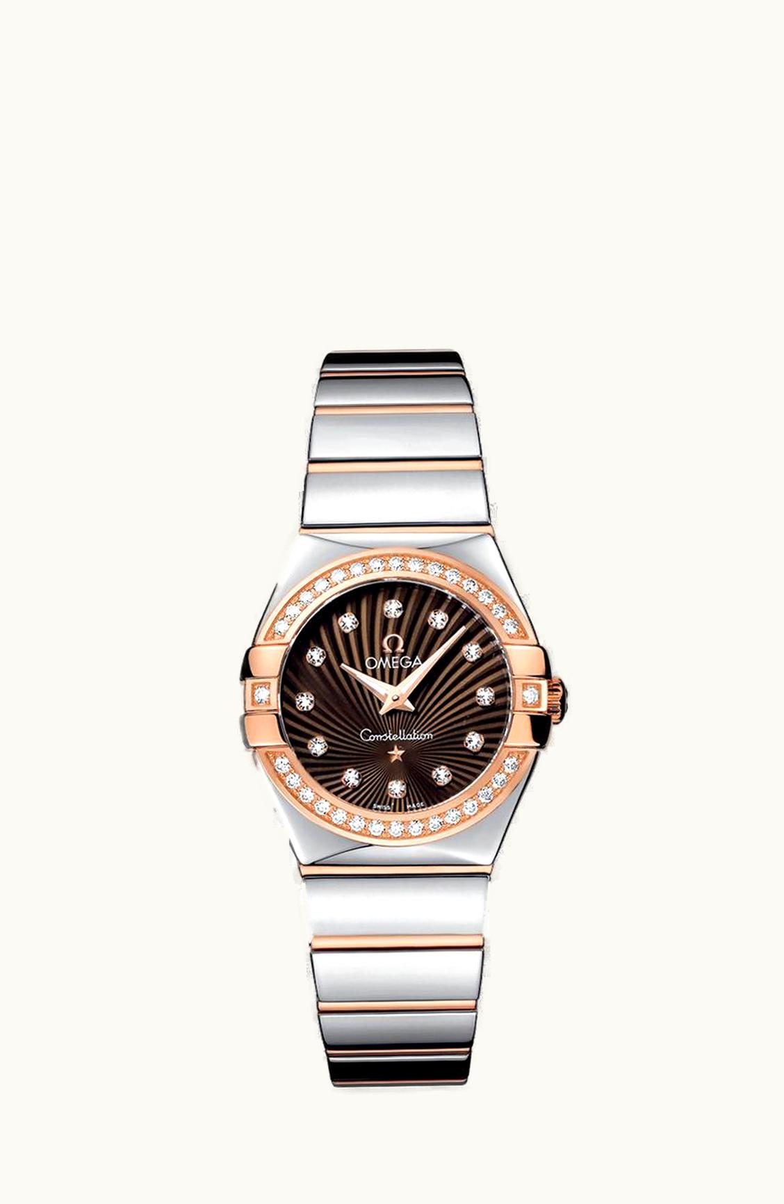 Omega Constellation Quartz 27 Polished Stainless Steel / Red Gold / Diamond / Brown Supernova
