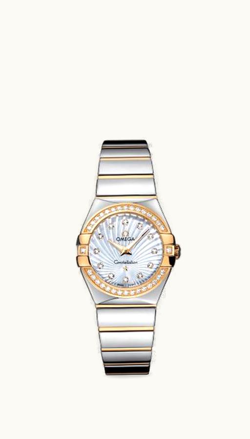 Omega Constellation Quartz 27 Polished Stainless Steel / Yellow Gold / Diamond / MOP Supernova