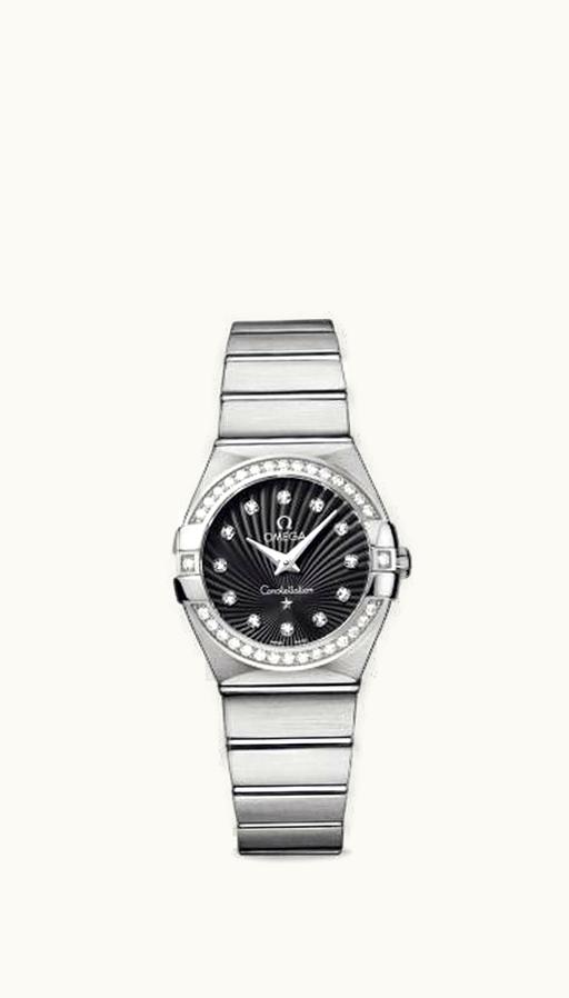 Omega Constellation Quartz 27 Brushed Stainless Steel / Diamond / Black Supernova