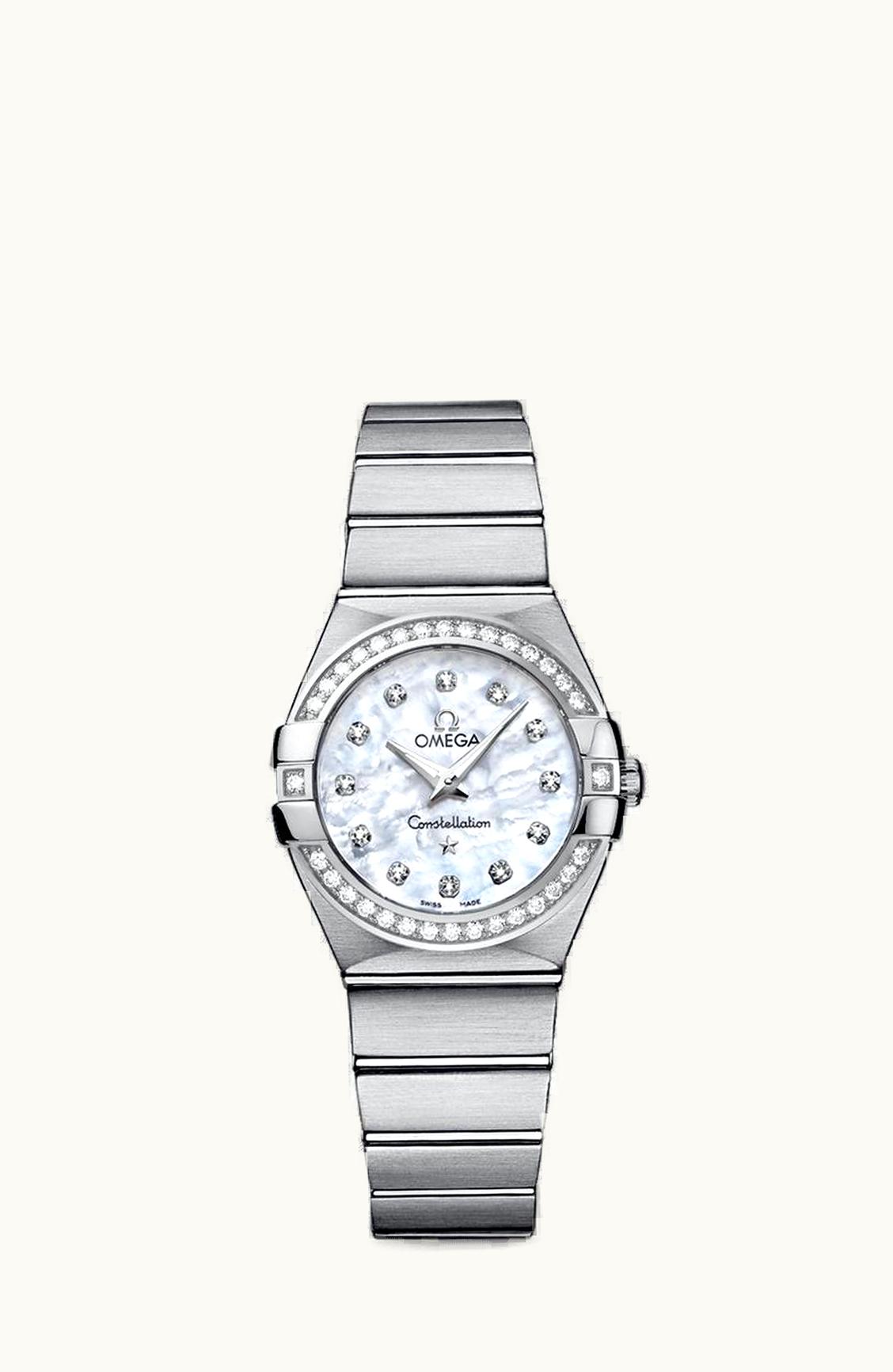 Omega Constellation Quartz 27 Brushed Stainless Steel / Diamond / MOP
