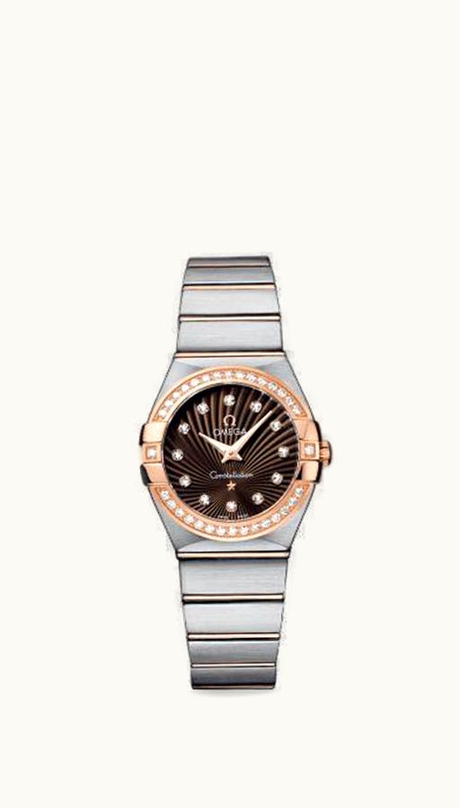 Omega Constellation Quartz 27 Brushed Stainless Steel / Red Gold / Diamond / Brown Supernova