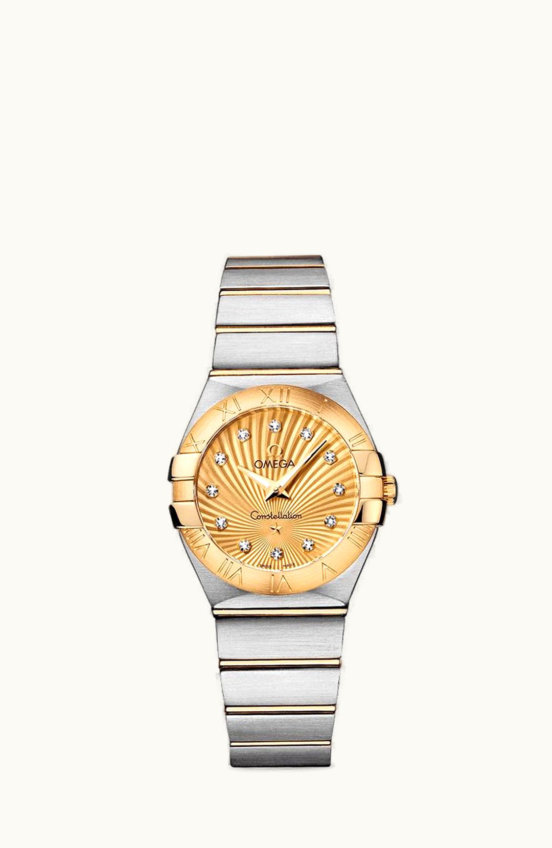 Omega Constellation Quartz 27 Brushed Stainless Steel / Yellow Gold / Champagne Supernova