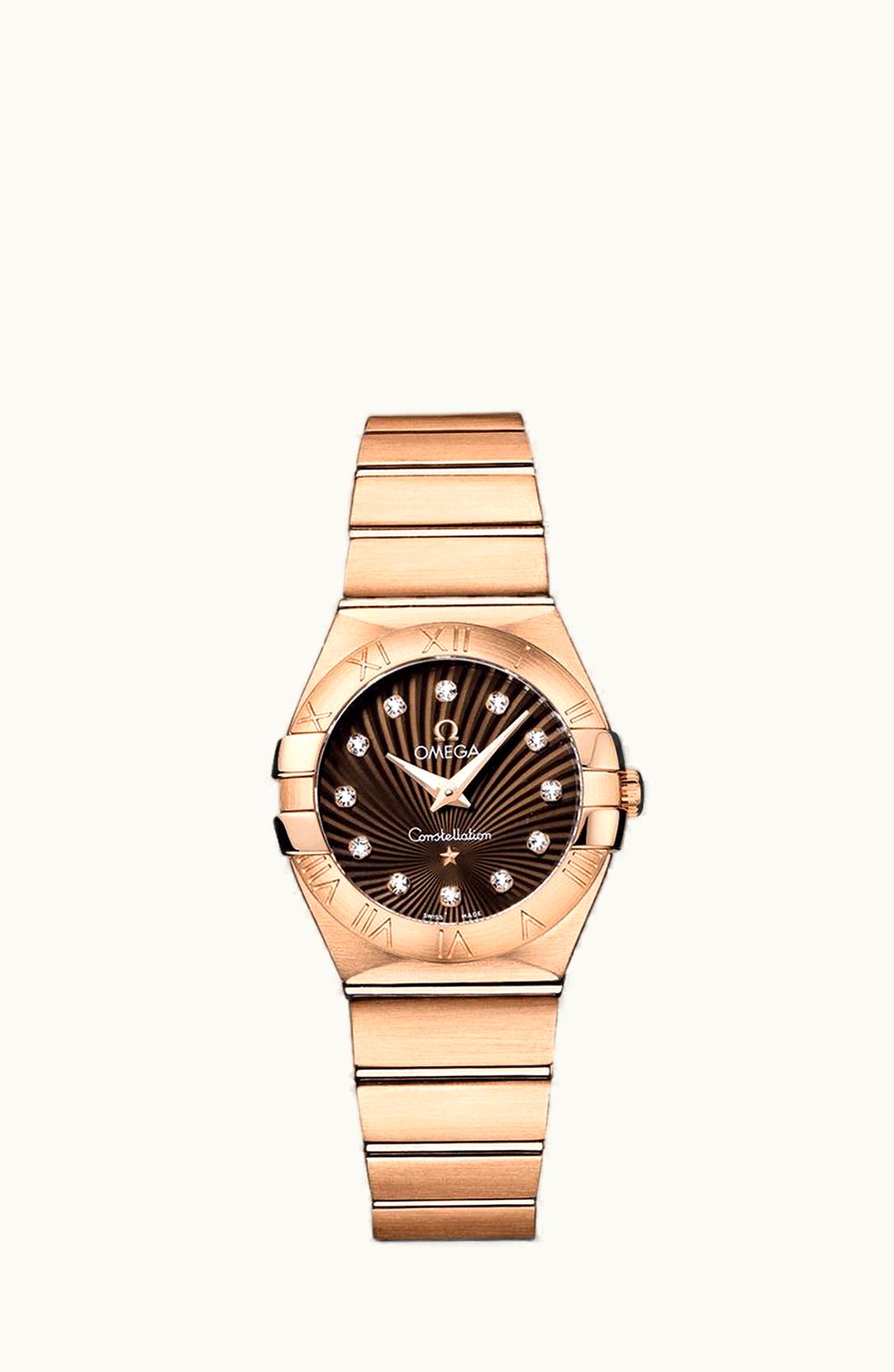 Omega Constellation Quartz 27 Brushed Red Gold / Brown Supernova