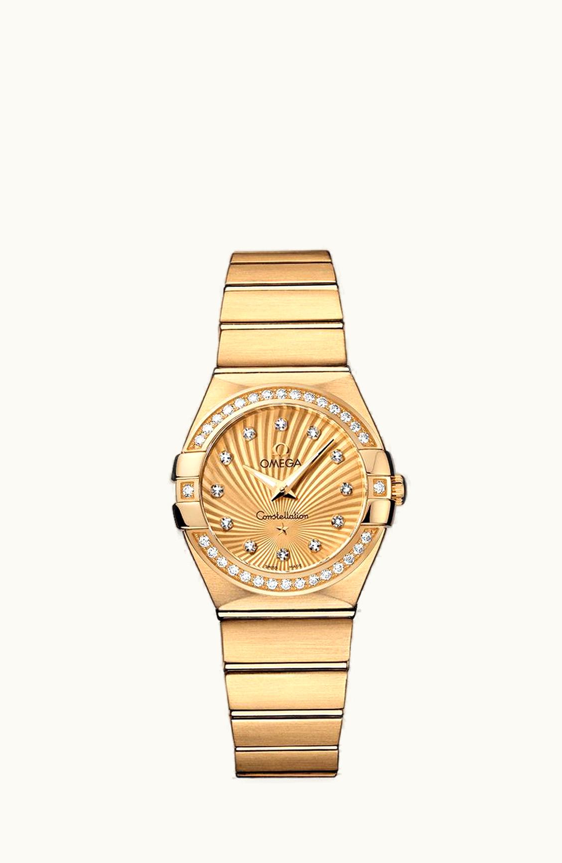 Omega Constellation Quartz 27 Brushed Yellow Gold / Diamond / Champagne Supernova