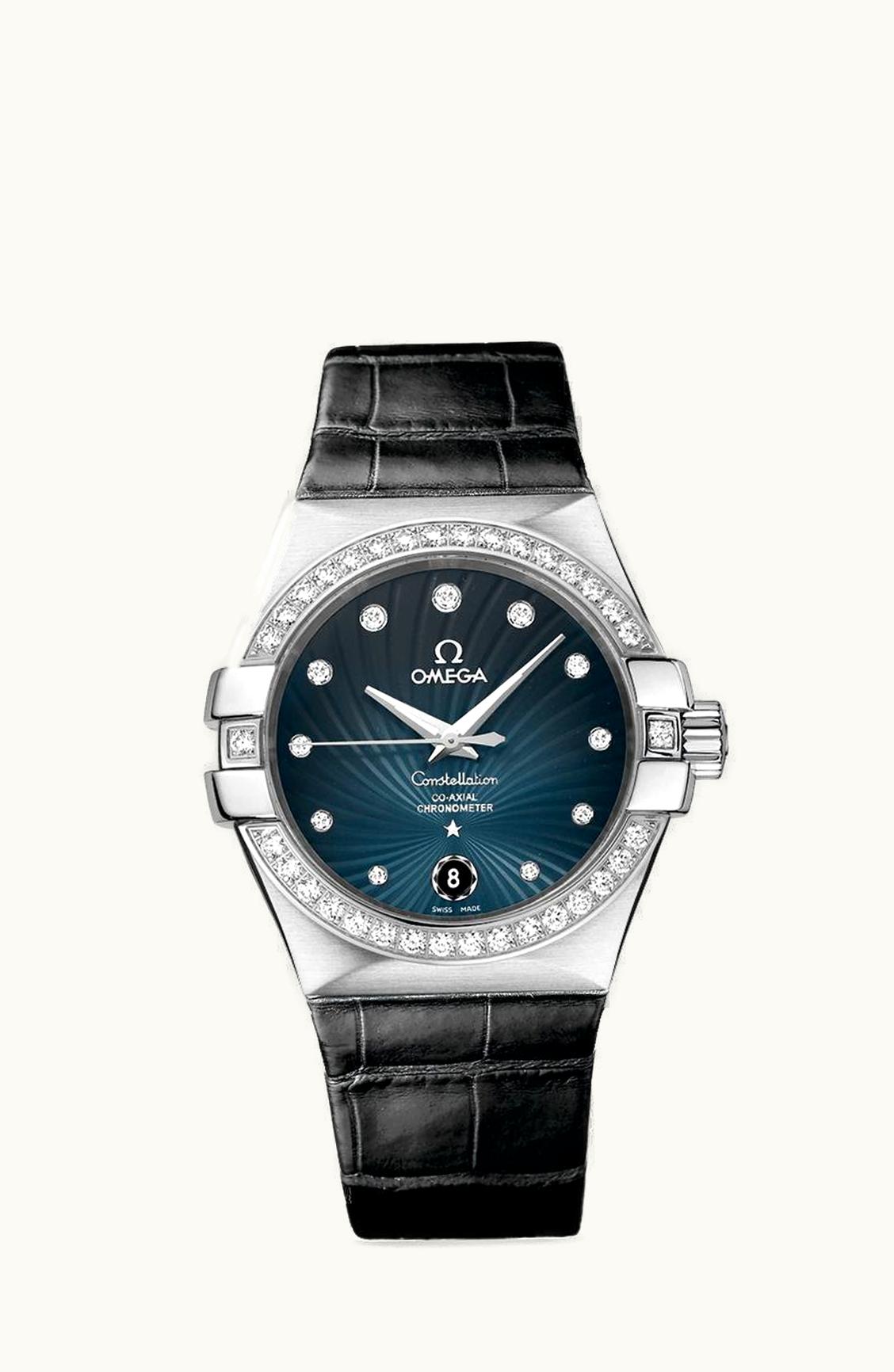 Omega Constellation Co-Axial 35 Stainless Steel / Diamond / Blue Supernova / Alligator