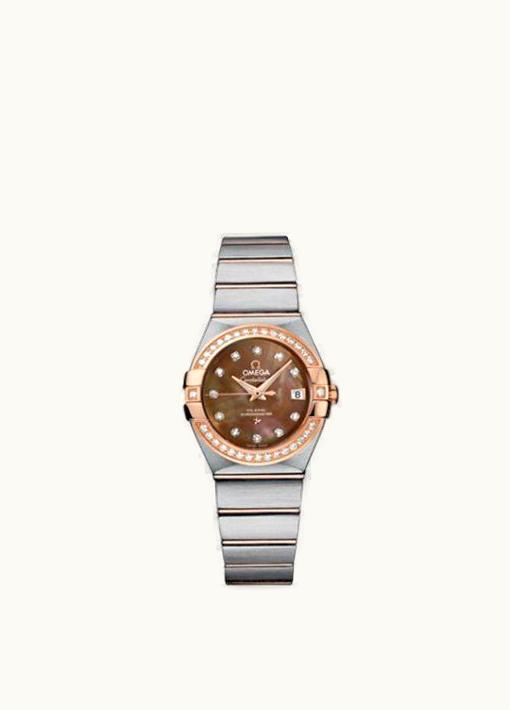 Omega Constellation Co-Axial 27 Brushed Stainless Steel / Red Gold / Diamond / Brown MOP