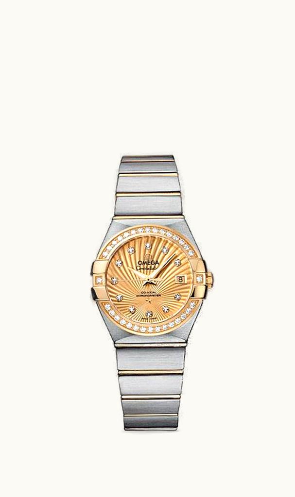 Omega Constellation Co-Axial 27 Brushed Stainless Steel / Yellow Gold / Diamond Bezel / Champagne Supernova