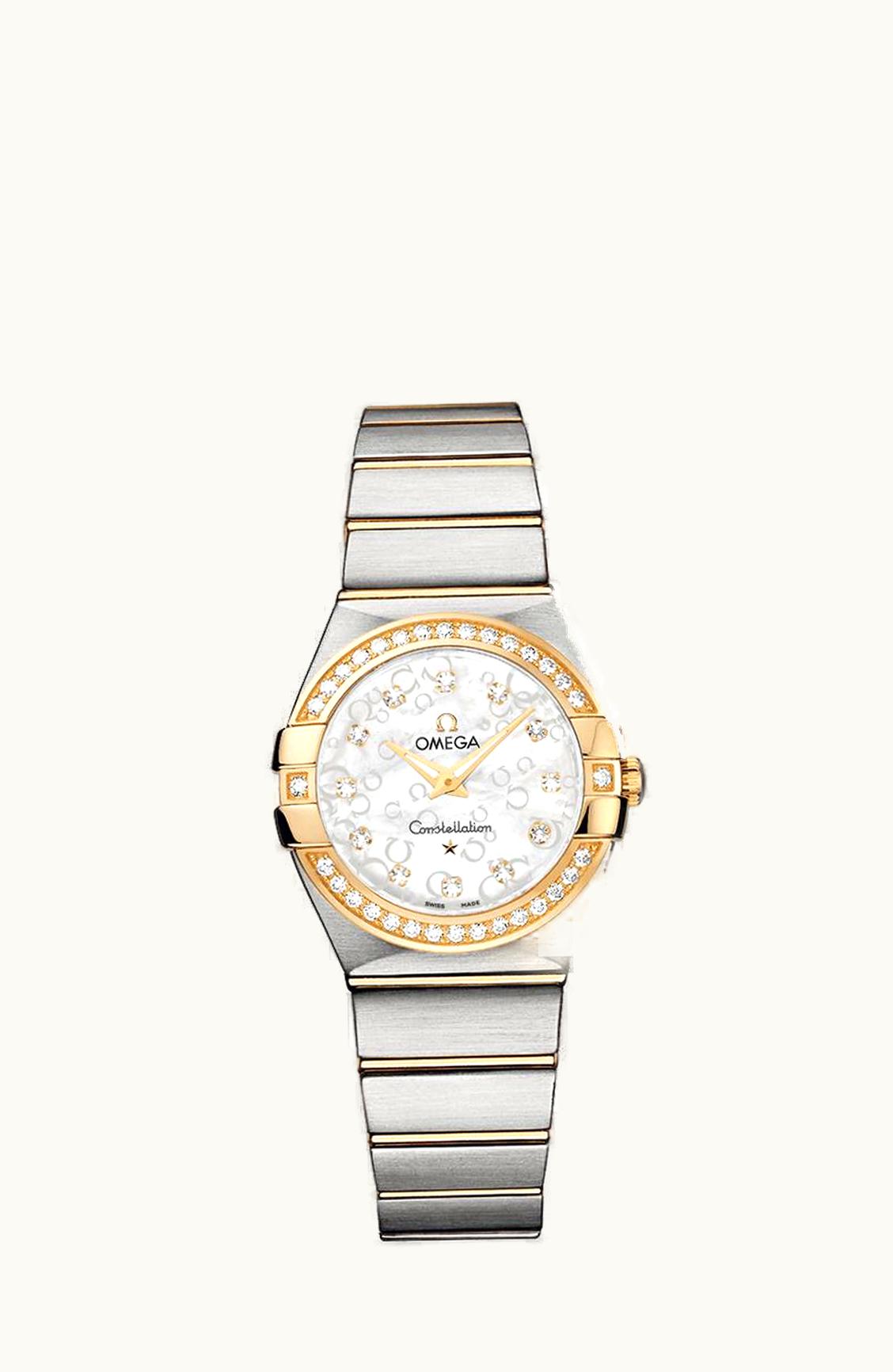 Omega Constellation Quartz 27 Brushed Stainless Steel / Yellow Gold / Diamond / MOP Omega