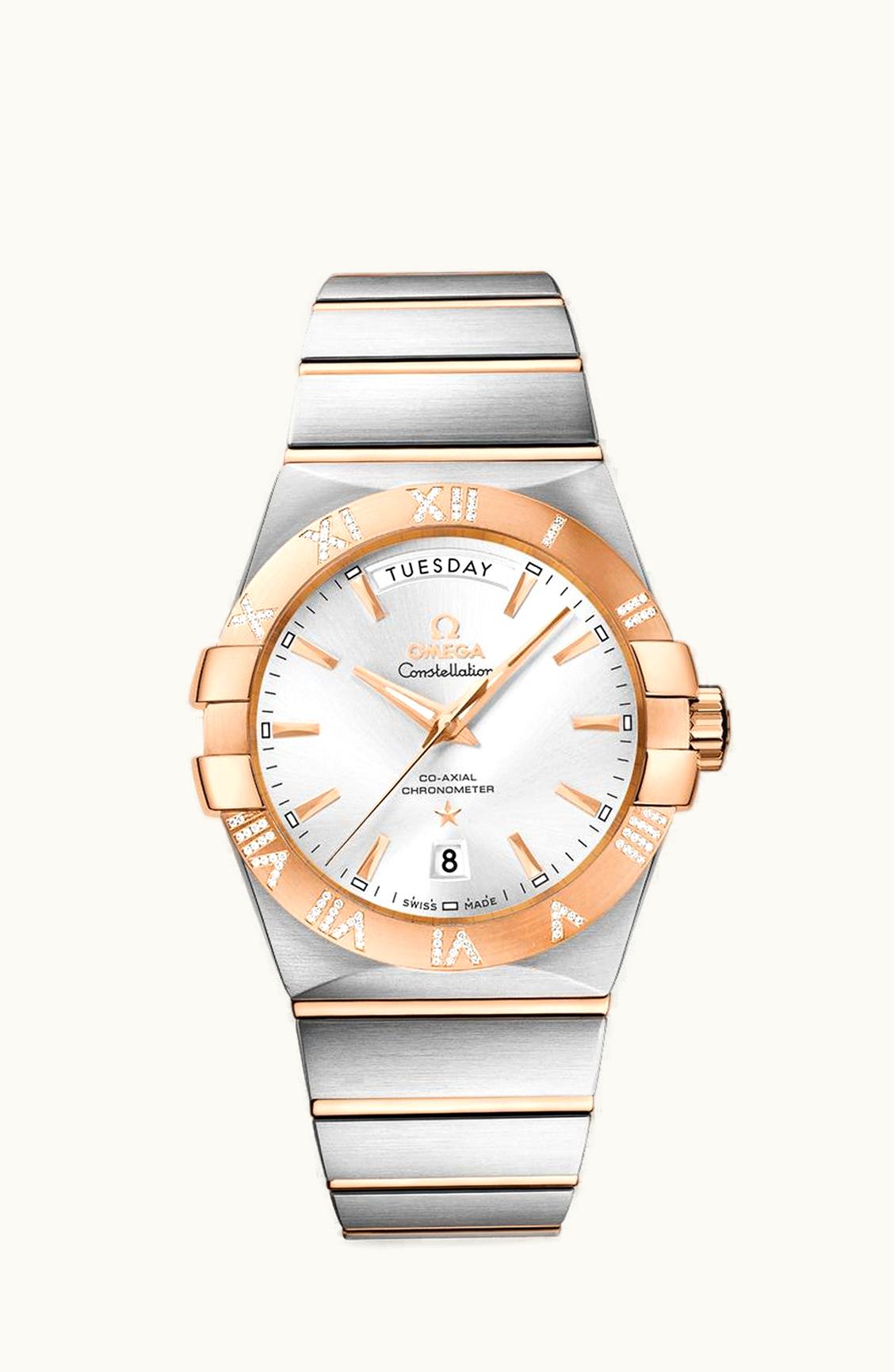 Omega Constellation Co-Axial 38 Day-Date Stainless Steel / Red Gold / Diamond / Silver