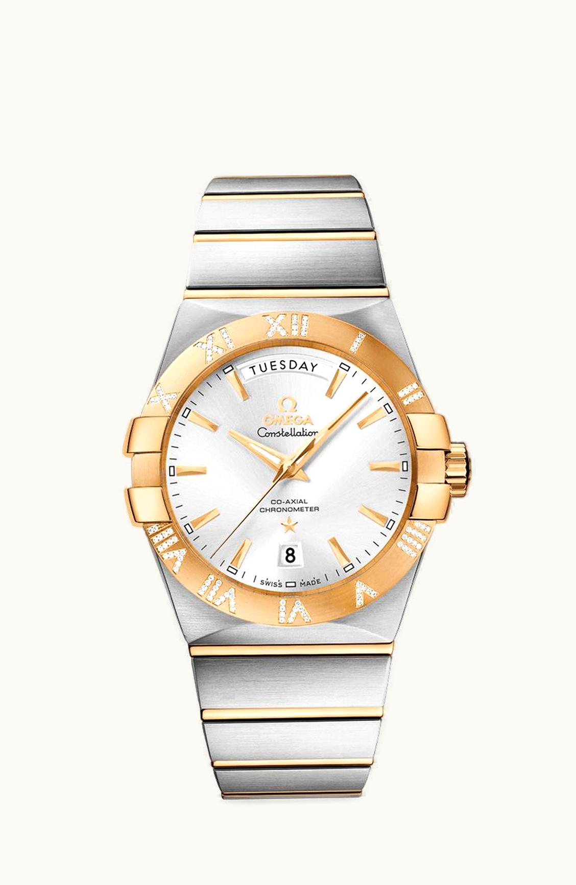 Omega Constellation Co-Axial 38 Day-Date Stainless Steel / Yellow Gold / Diamond / Silver