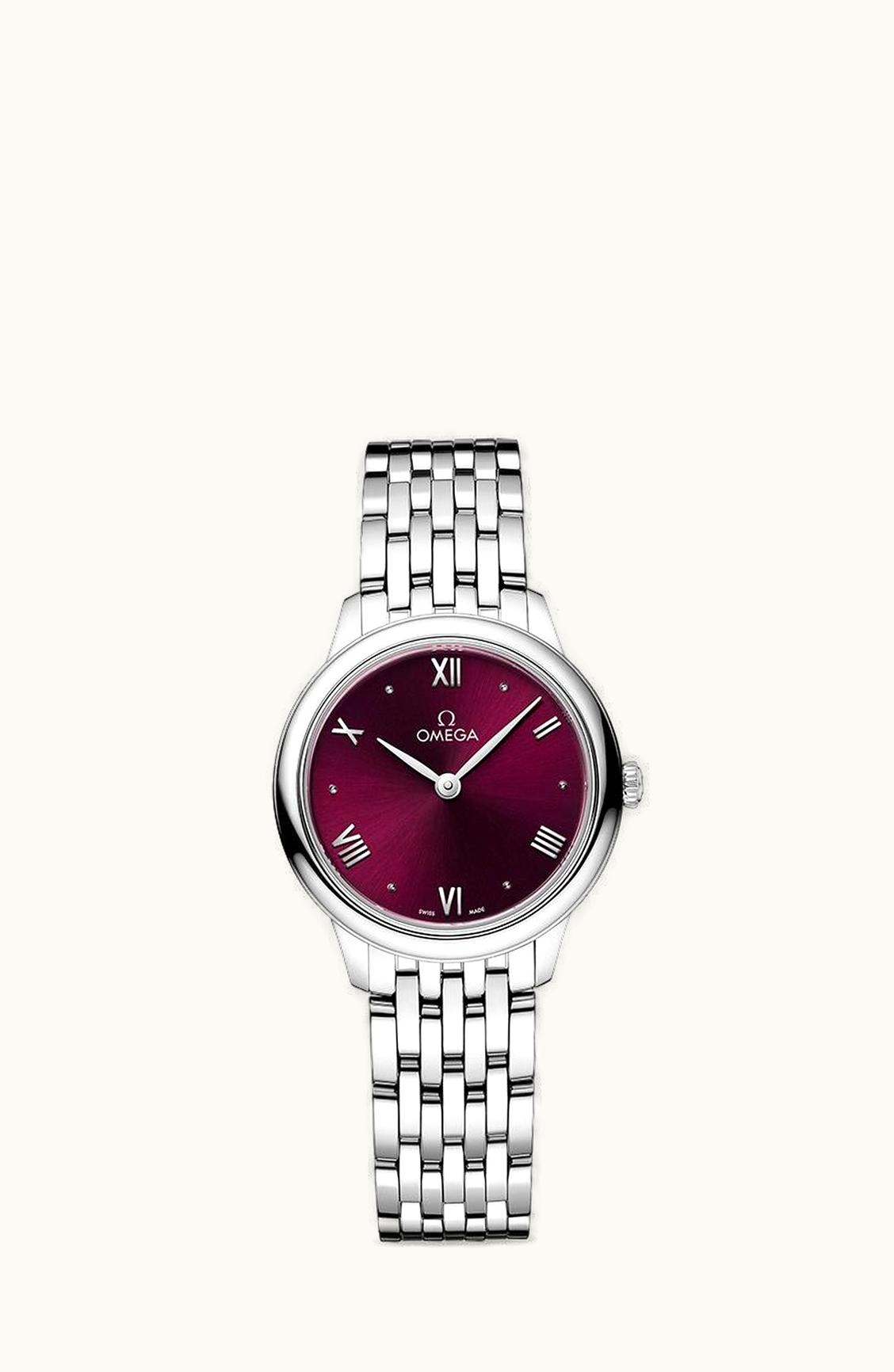 Omega De Ville Quartz 27.5 Stainless Steel / Burgundy / Bracelet