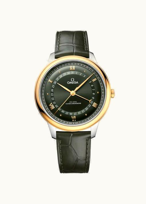 Omega De Ville Prestige Co-Axial Master Chronometer Pointer Date 42 5 Stainless Steel / Yellow Gold / Green Sunburst