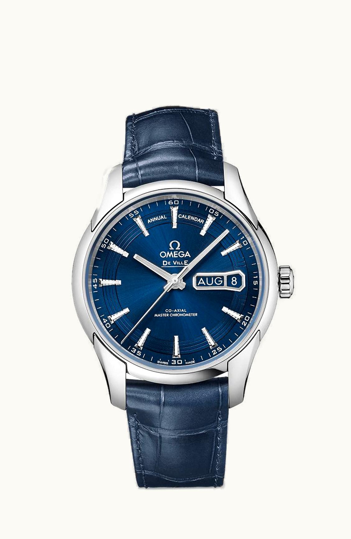 Omega De Ville Hour Vision Master Chronometer Annual Calendar Stainless Steel / Blue