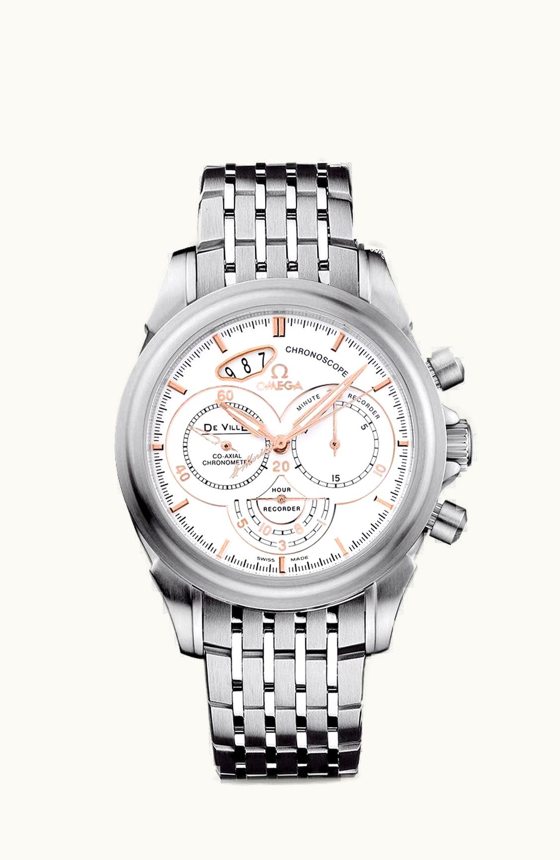 Omega De Ville Co-Axial 41 Chronoscope Stainless Steel / White / Bracelet / St. Moritz