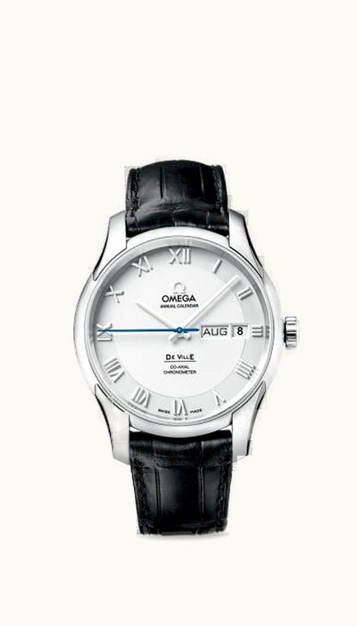 Omega De Ville Co-Axial Annual Calendar Stainless Steel / Silver / Alligator