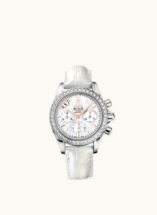 Omega De Ville Co-Axial 35 Chronograph Stainless Steel / Diamond / White / Strap