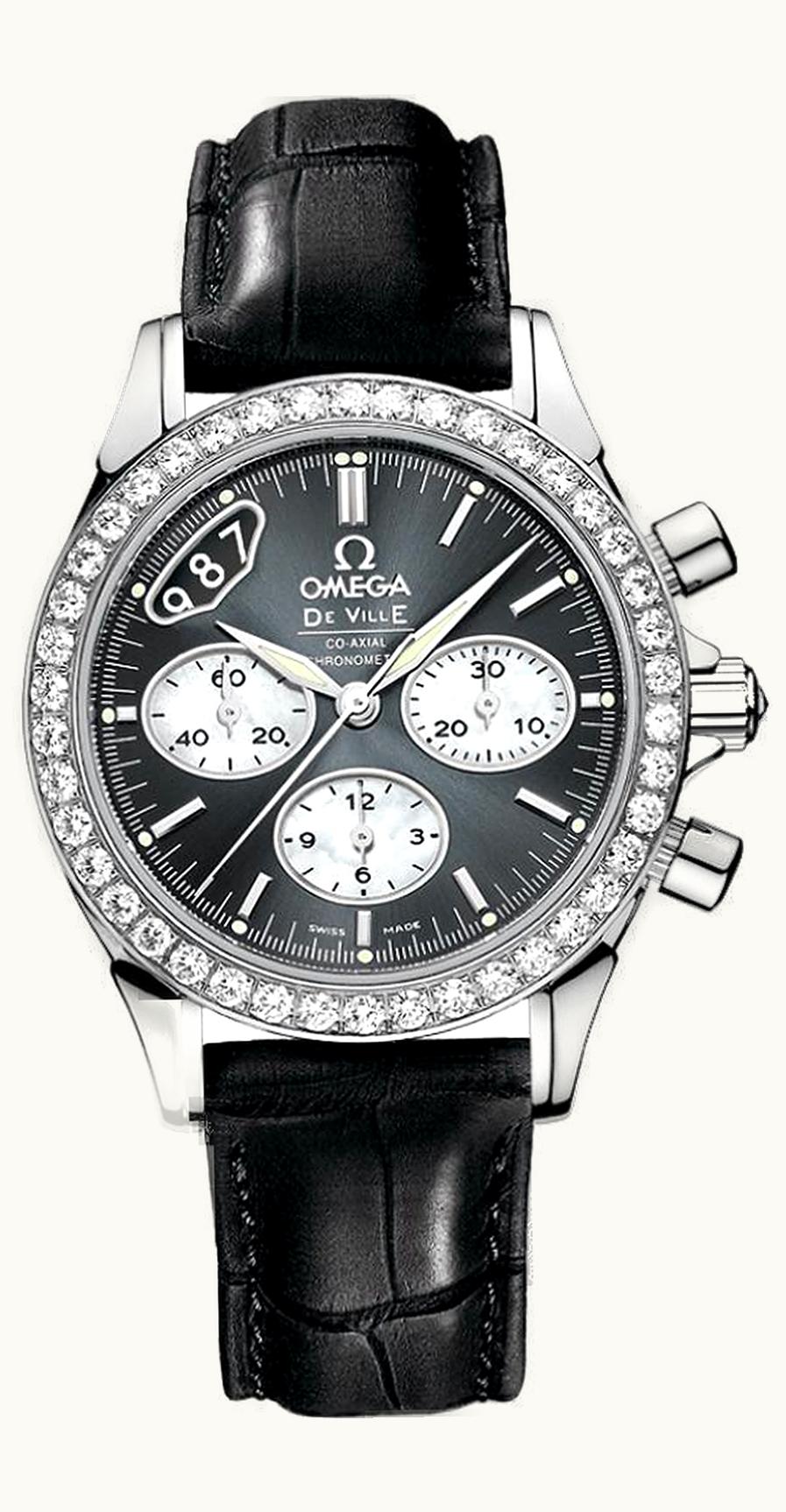 Omega De Ville Co-Axial 35 Chronograph Stainless Steel Diamond / Grey / Strap