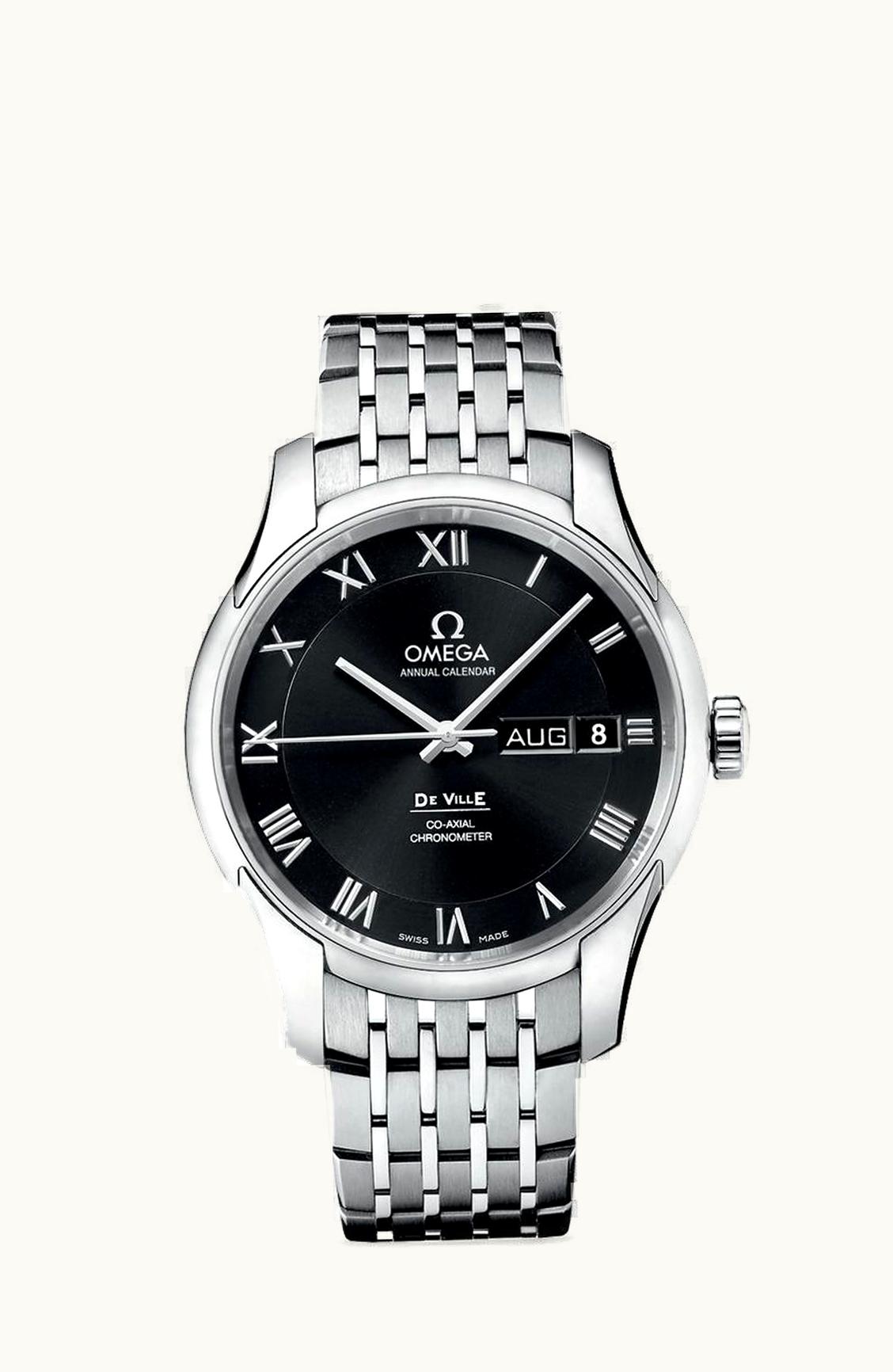 Omega De Ville Co-Axial Annual Calendar Stainless Steel / Black / Bracelet