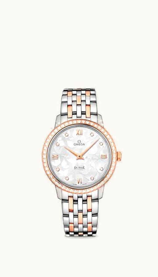 Omega De Ville Prestige Quartz 32.7 Butterfly Stainless Steel / Red Gold / Diamond / Bracelet