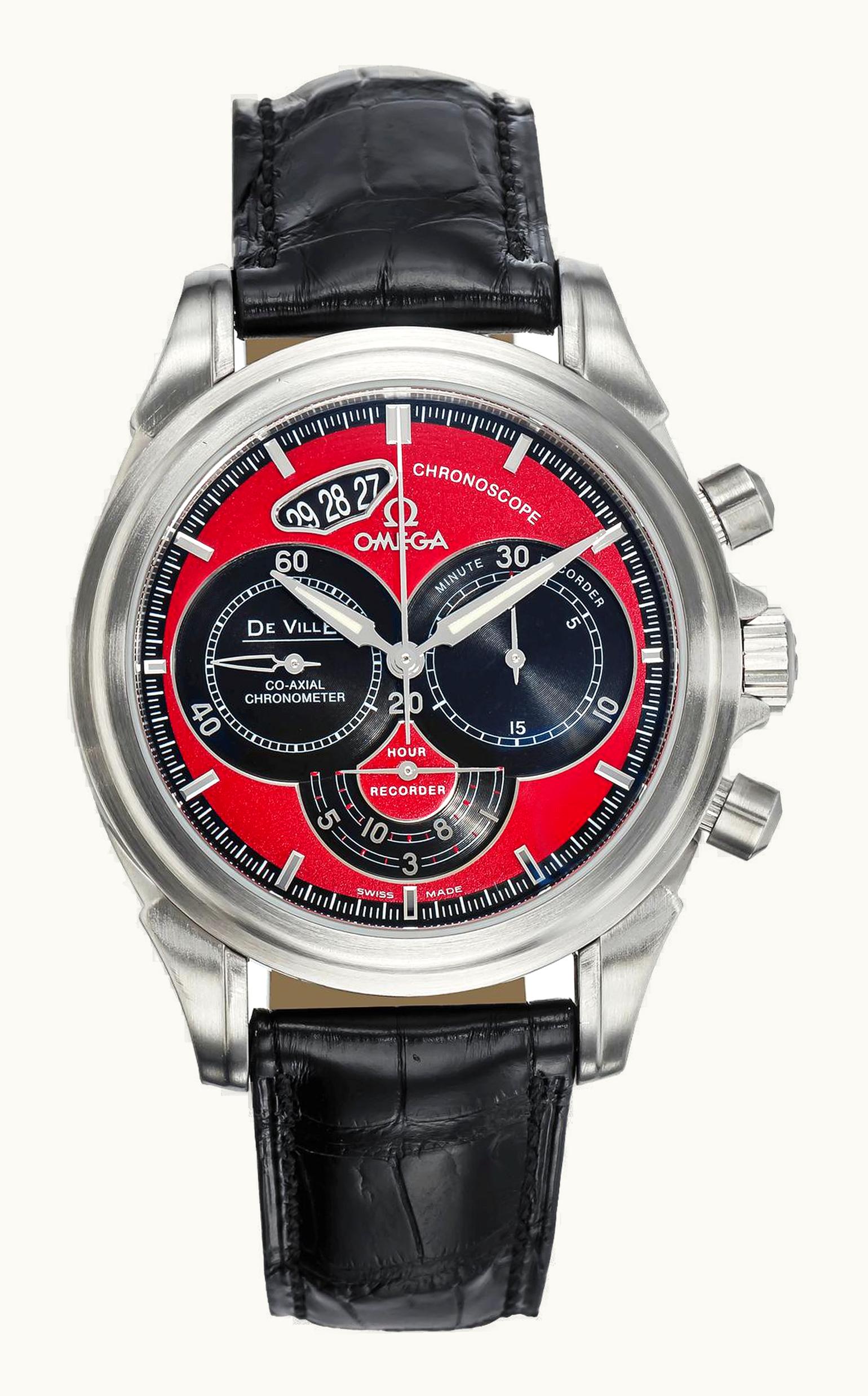 Omega De Ville Co-Axial 41 Chronoscope Stainless Steel / Red