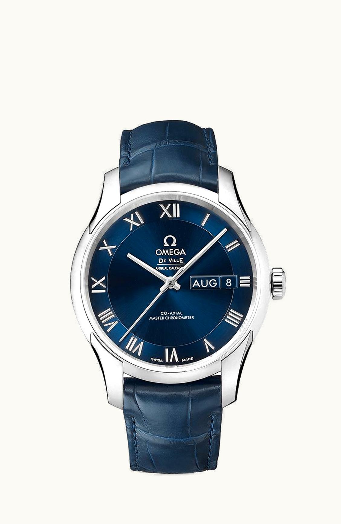 Omega De Ville Hour Vision Master Chronometer Annual Calendar Stainless Steel / Blue